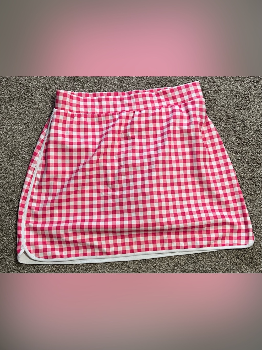 J. Crew Pink and White Gingham Mini Skirt
